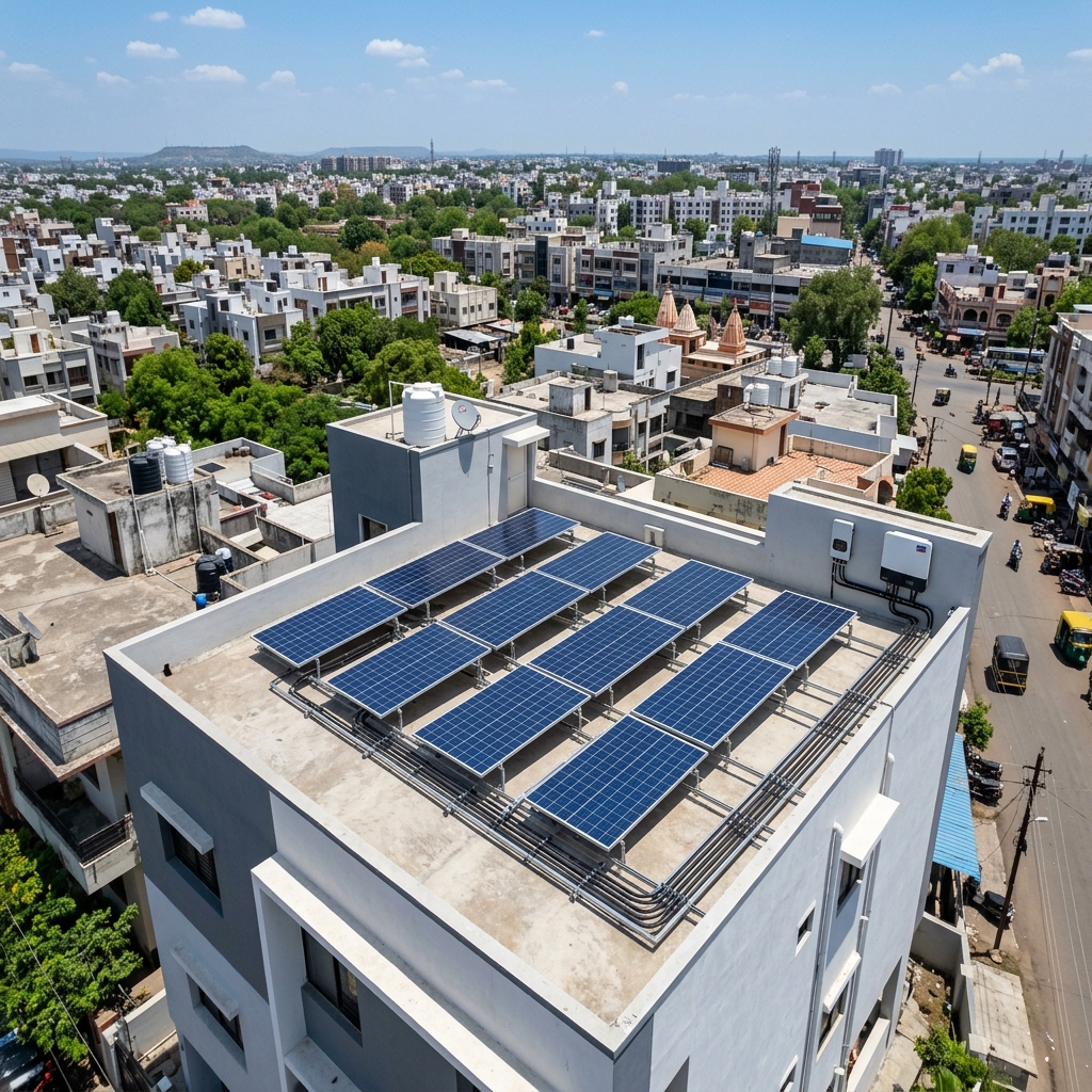 Rooftop solar installation on Indian home